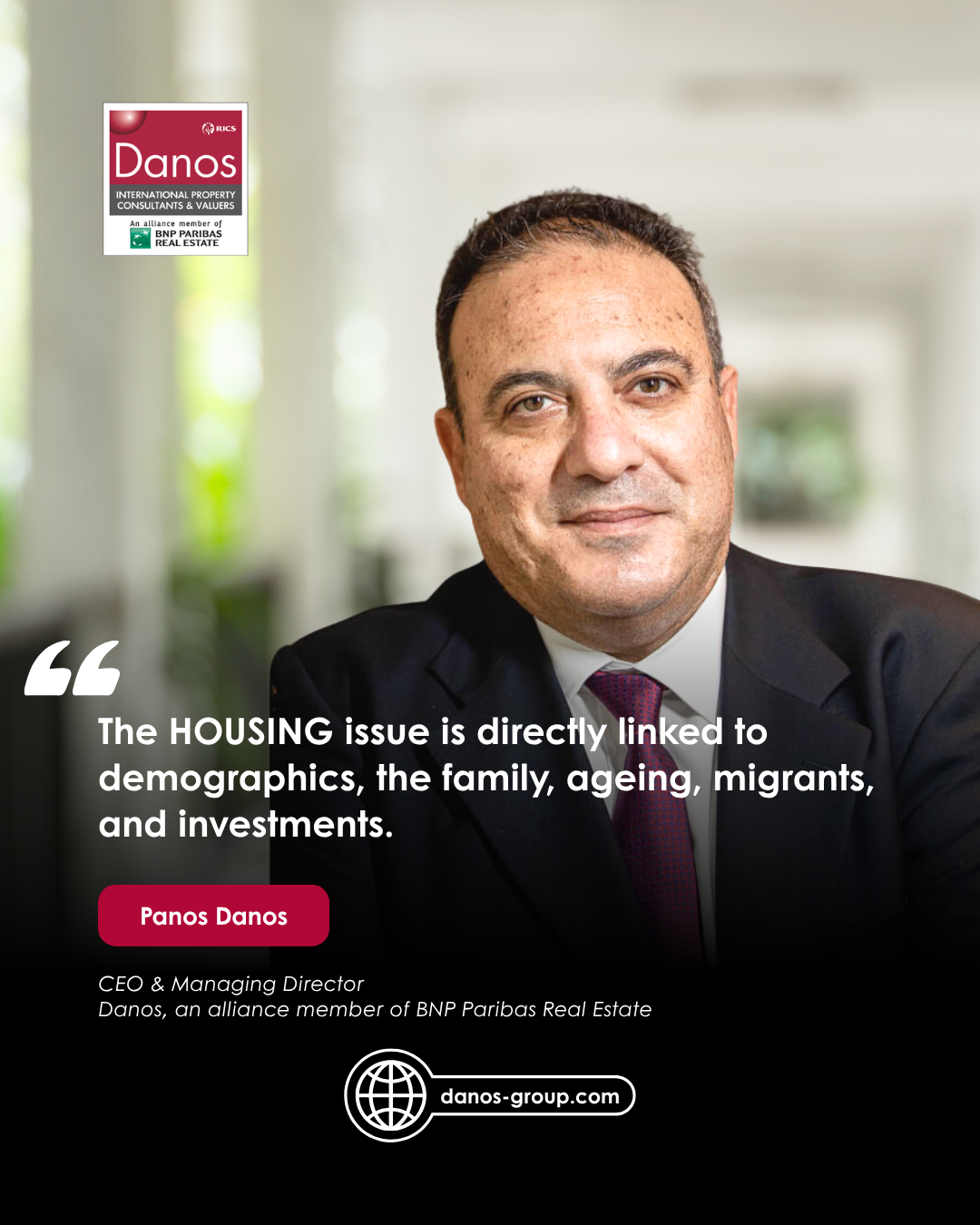 The HOUSING issue is directly linked to demographics, the family, ageing, migrants, and investments.